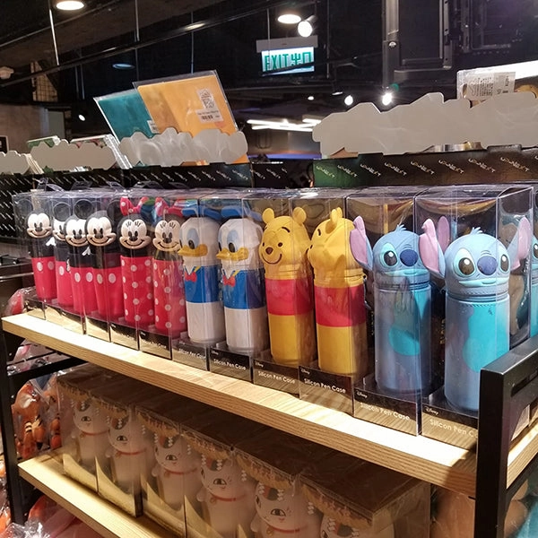 Disney Mickey Minnie Donald Pooh Stitch Head Silicon Pen Case Diamond Dust