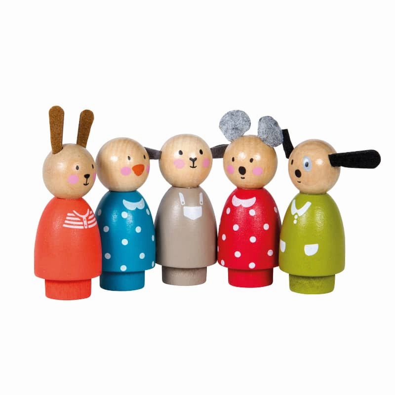Souvenir Shop Mathematical Model Assorted Wooden Characters - Playhouse The Big Family - Moulin Roty
