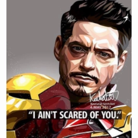 Eco Friendly Pop Art Wall Decoration Drawing (Tony Stark - I ain't scared of you)