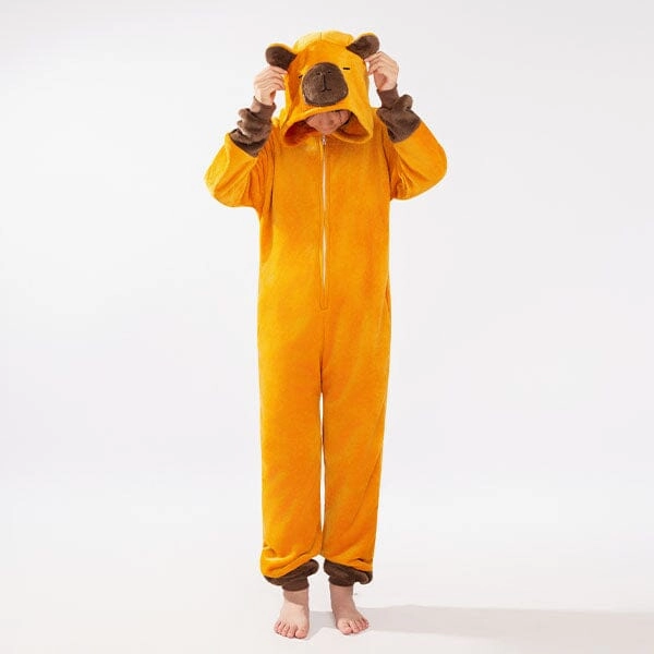 Cozy Cuddler Capybara Flannel Onesie For Adults & Kids (1pc) Multiple Sizes Educational Representation Carbon Cycle