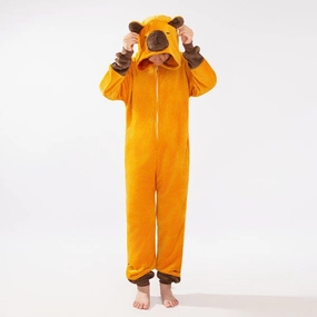 Cozy Cuddler Capybara Flannel Onesie For Adults & Kids (1pc) Multiple Sizes Educational Representation Carbon Cycle