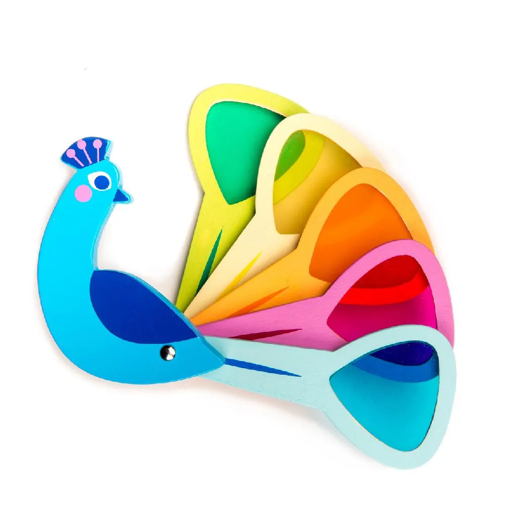 Tenderleaf Toys Wooden Peacock Colours Texture Mapping