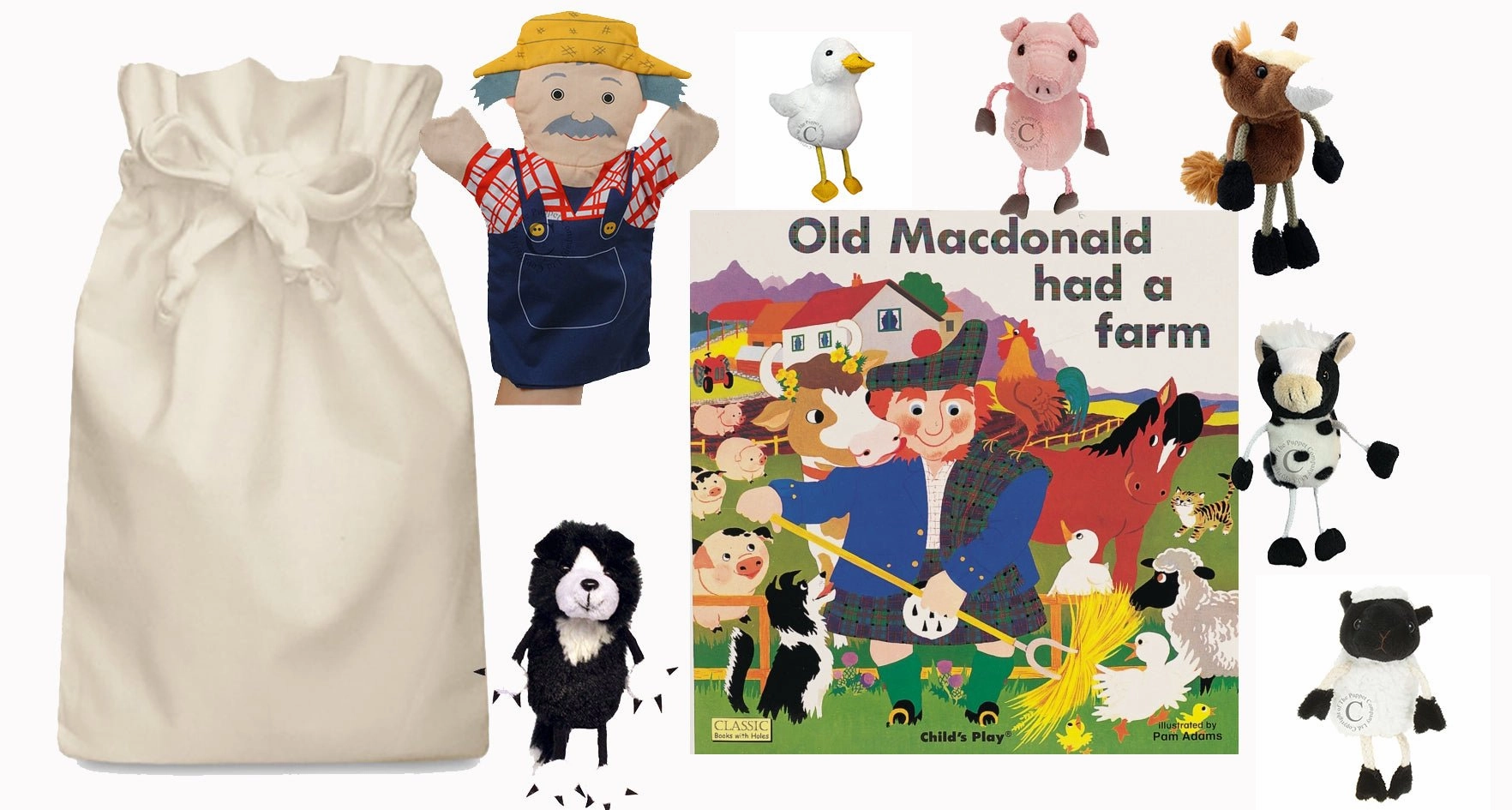 Mutation Effect Aspiration Nurture Old Macdonald Had A Farm Story Sack with Puppet Company Puppets