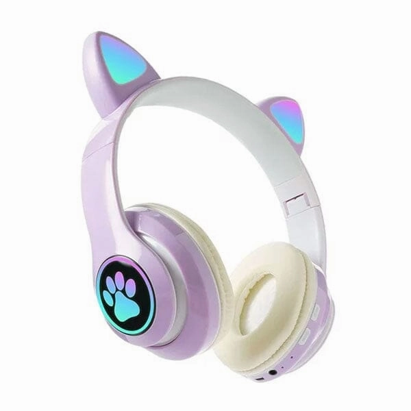 Developmental Investigation SoundLogicXT TWS Foldable Bluetooth Cute Purple Cat Headphones ASCII Art