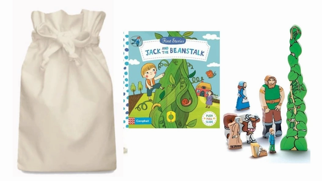 Jack and the Beanstalk Story Sack with Wooden Characters construction site Geology Rock
