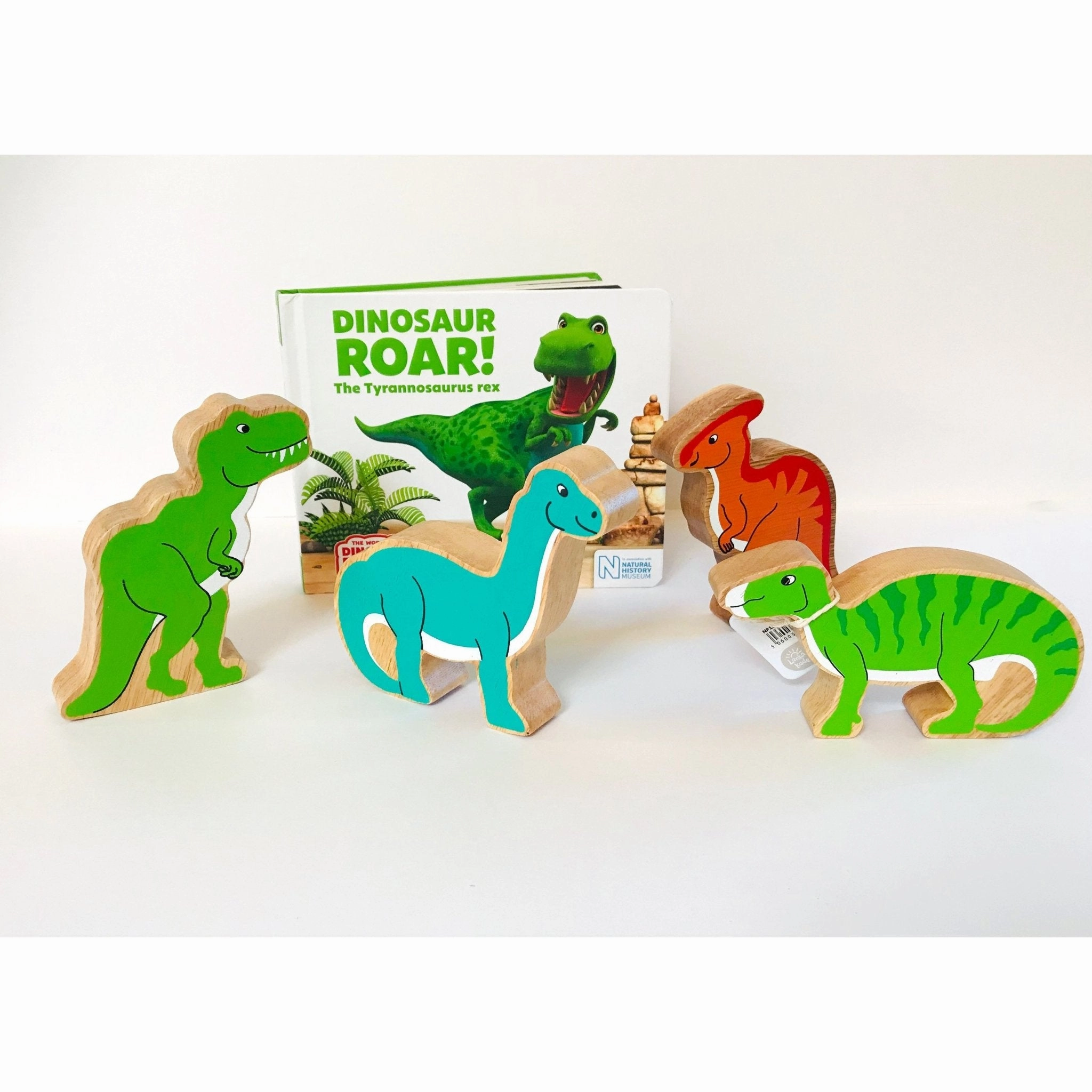 Dinosaur Roar Story Sack with Lanka Kade Wooden Dinosaurs Weight Perception Meditation aid