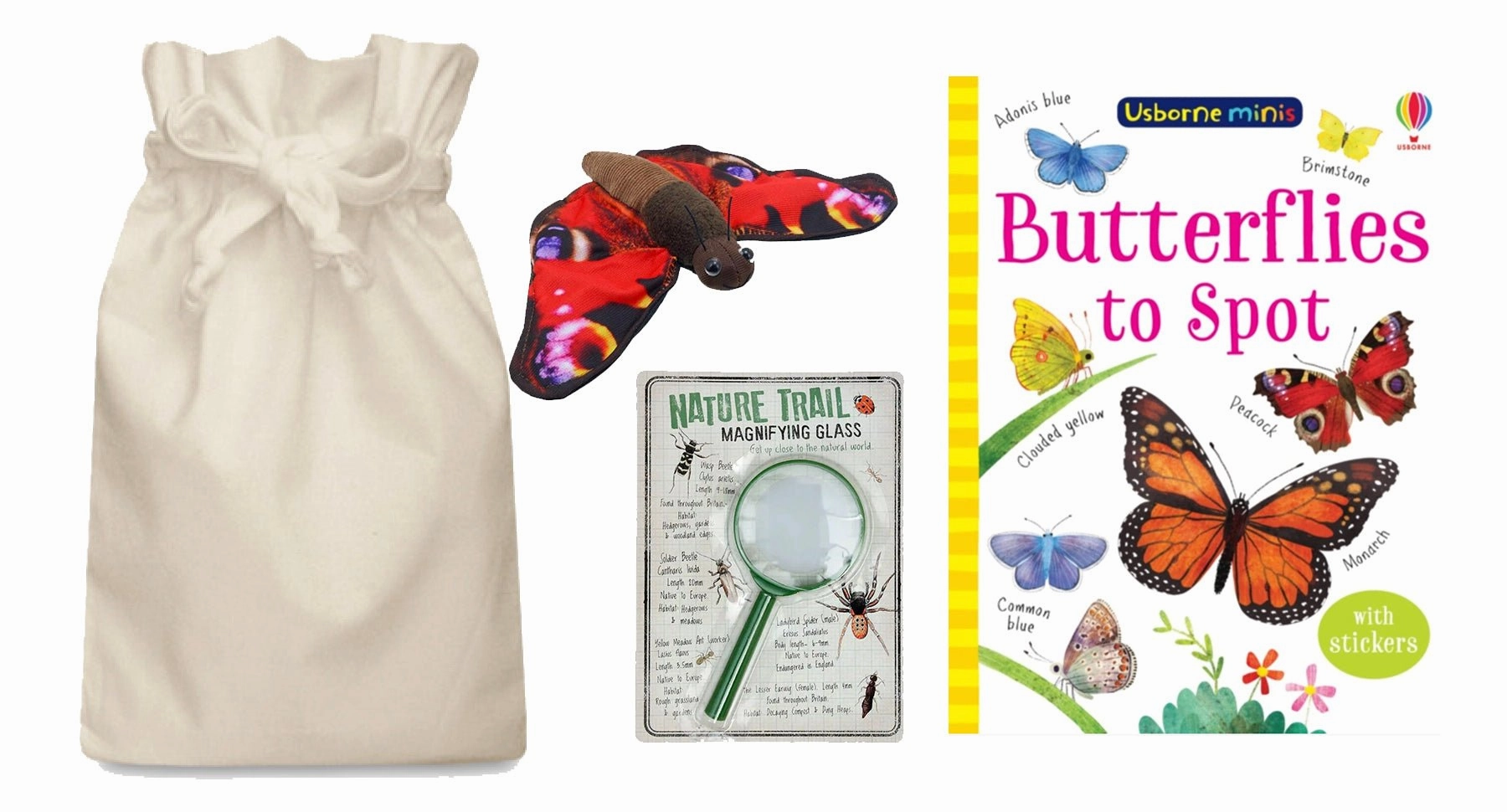 Music Hall Butterflies Story Sack with Nature Trail Magnifying Glass and Finger Puppet