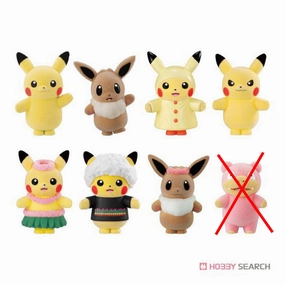Pokemon Pokemofu Doll 3 Pikachu Clothes Changing Selection Collector's Series Display