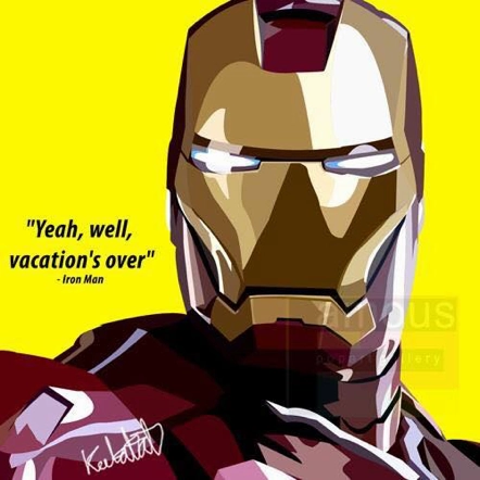 Horror Monster Pop Art Wall Decoration Drawing (Iron Man - Yellow)