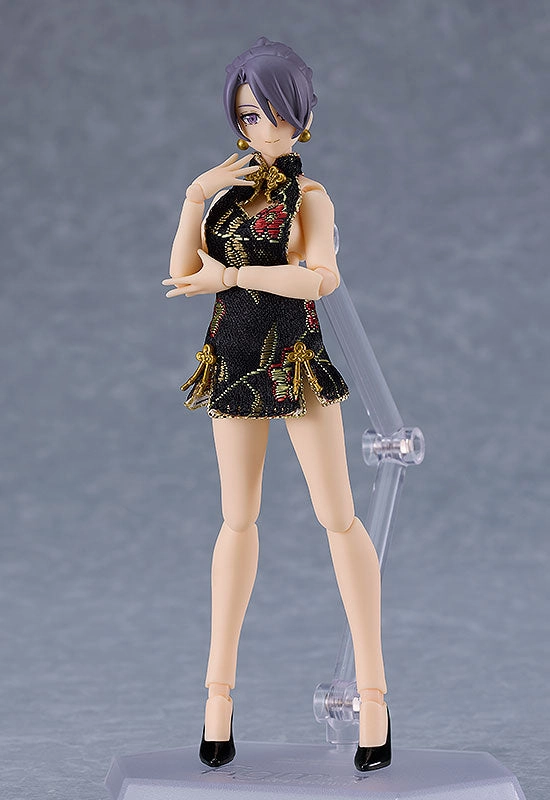 figma Female Body (Mika) with Mini Skirt Chinese Dress Outfit (Black) Forest Creature