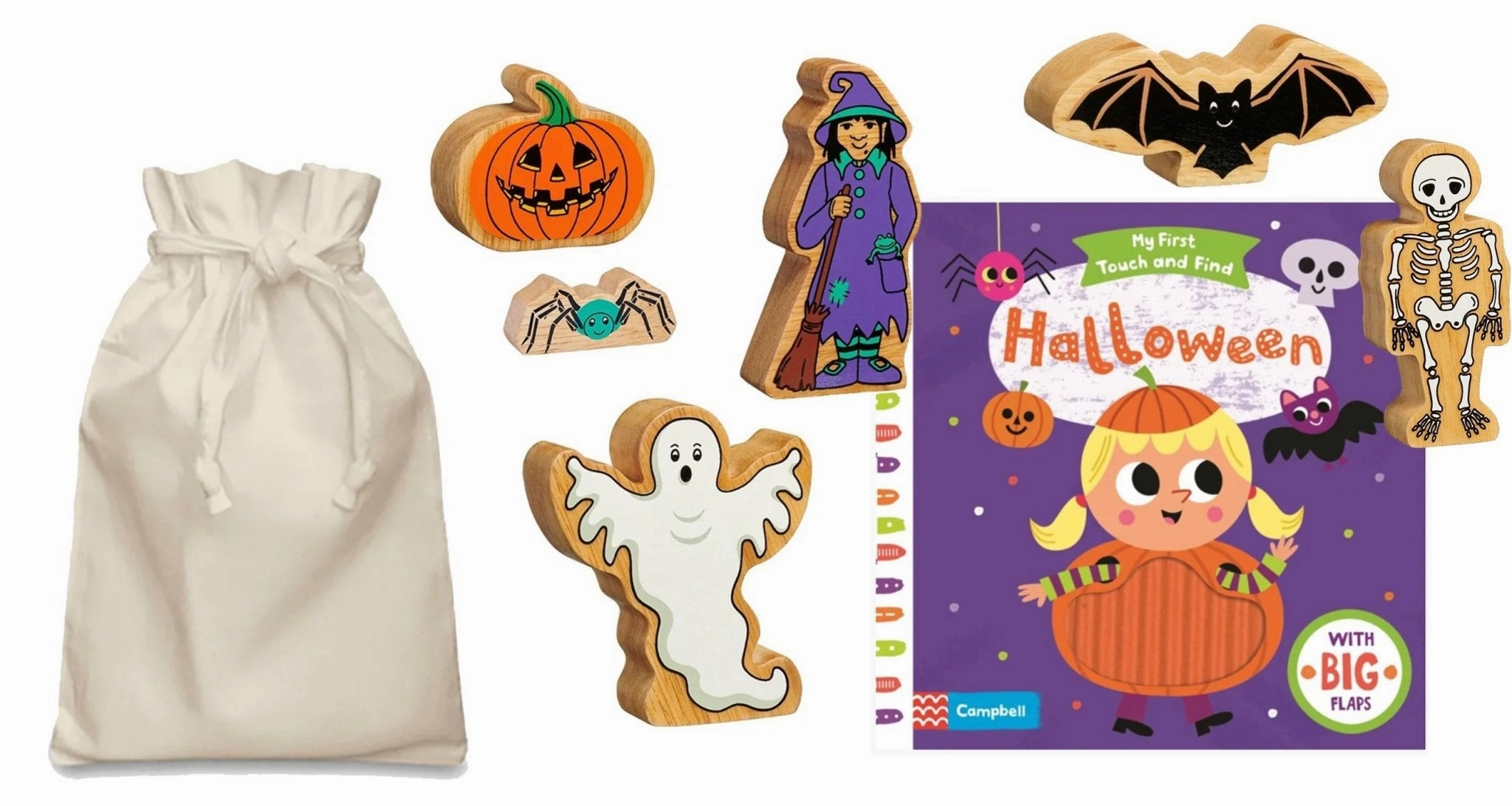 Halloween Story Sack with Lanka Kade Wooden Characters Team Game Future Bright