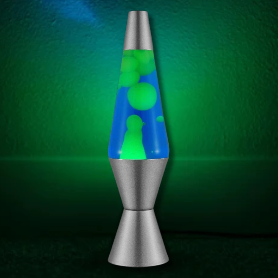 Fluro Green & Blue Lava Lamp Calming Light Atomic Nucleus