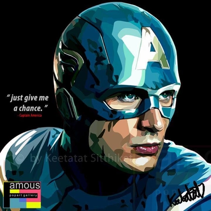Pop Art Wall Decoration Drawing (Captain America - Just give me) Augmented reality Teaching Aid