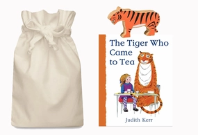 The Tiger Who Came to Tea Story Sack with Wooden Lanka Kade Tiger Moon Base Modern Device