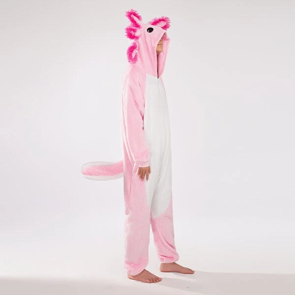 Kids Playtime Cozy Cuddler Axolotl Flannel Onesie For Adults & Kids (1pc) Multiple Sizes App Enabled Action Reaction
