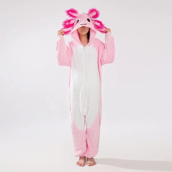 Kids Playtime Cozy Cuddler Axolotl Flannel Onesie For Adults & Kids (1pc) Multiple Sizes Light Effect Public Speaking