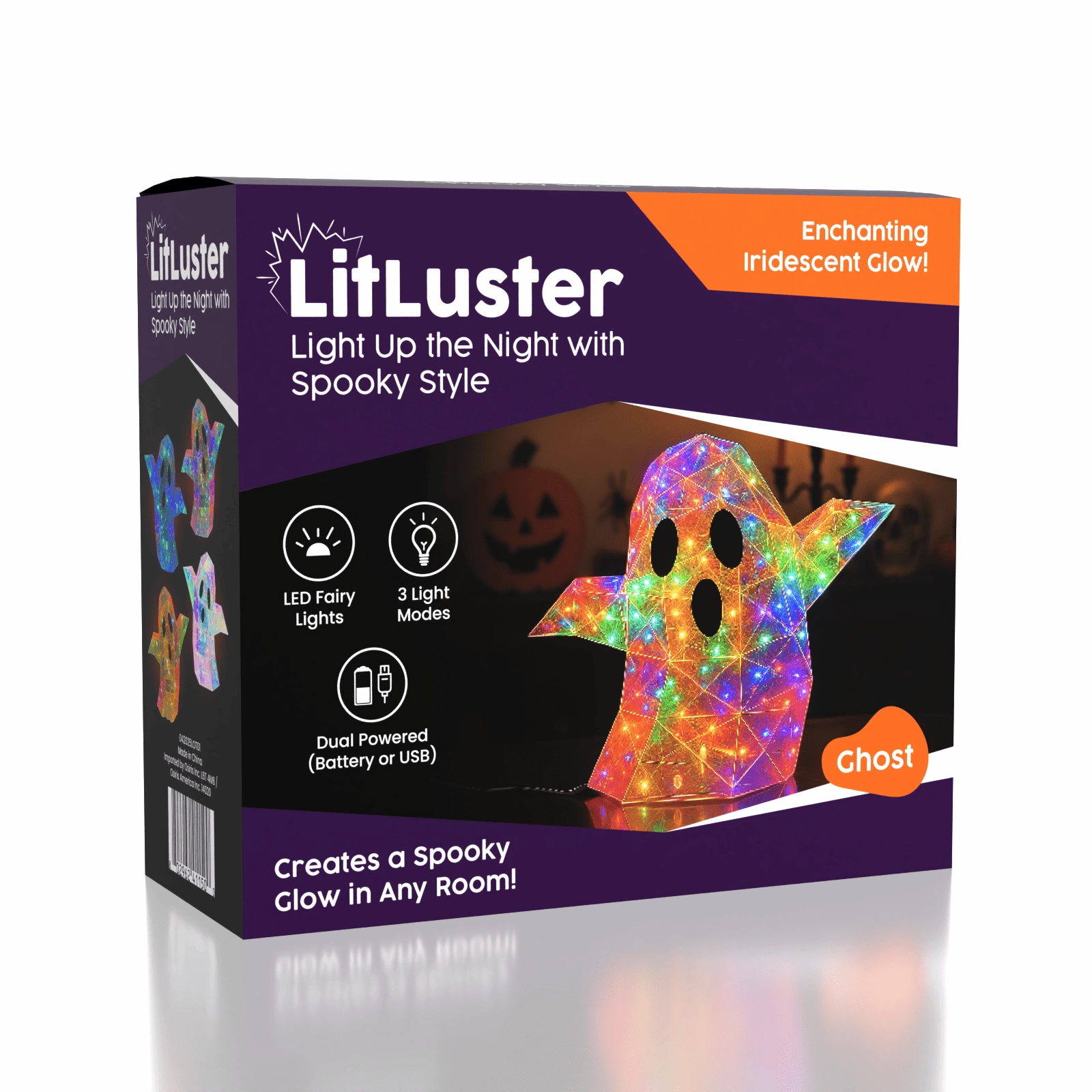 Narrative Building User Experience LitLuster LED Holographic Halloween Ghost Decor Lamp (1pc) Battery or USB Creative Playthings