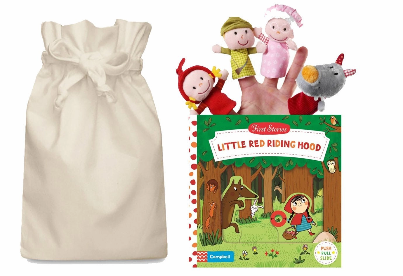Difficulty Conquer Little Red Riding Hood Story Sack with Lilliputiens Finger Puppets