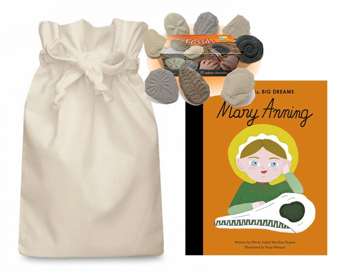 Mary Anning Fossil Hunter Story Sack with Fossil Stones Business Simulation Sherlock Holmes