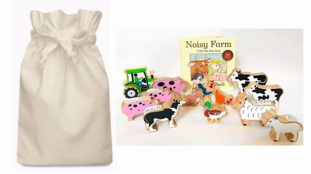 Noisy Farm Story Sack with Lanka Kade Animals and Tractor Shape Sorter Fire Department