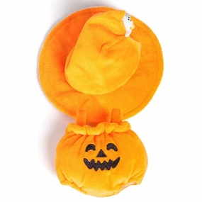 Outfit: Plush Halloween Pumpkin Costume & Matching Witch's Hat for Dolls - Petite Threads Learning Activities Exploration Excitement