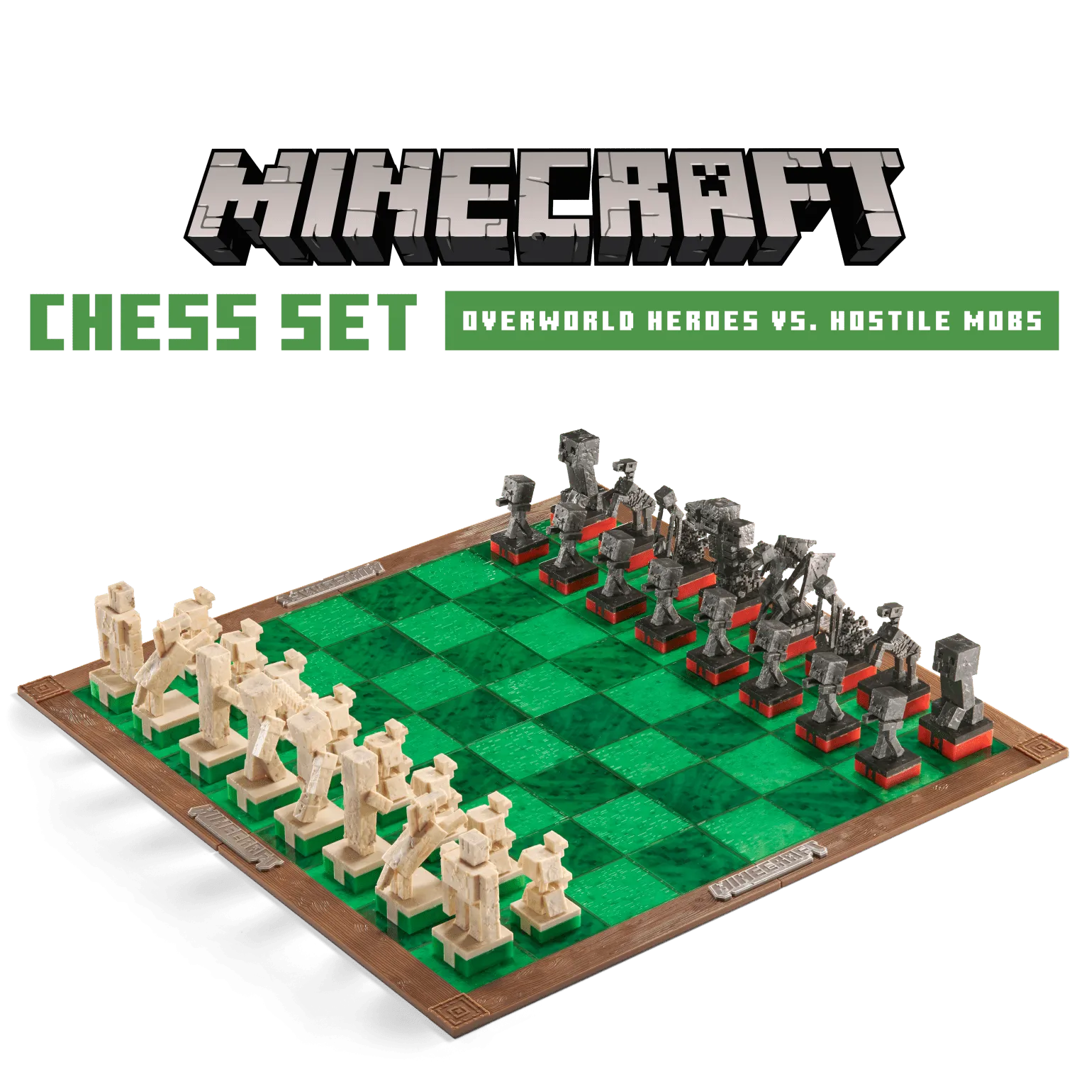 Minecraft Chess Set ?C Overworld Heroes vs Hostile Mobs Sports Stadium