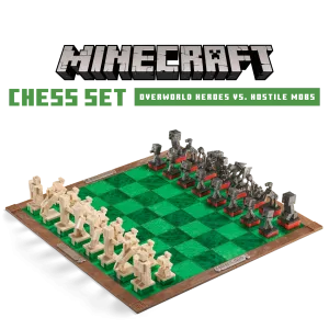 Minecraft Chess Set ?C Overworld Heroes vs Hostile Mobs Sports Stadium