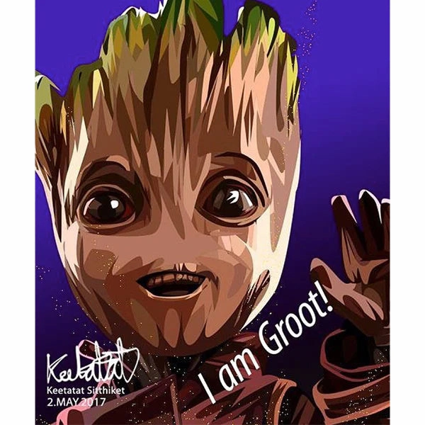Pop Art Wall Decoration Drawing (Groot - I am Groot) Memory Keepsake