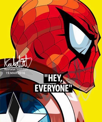 Custom Paint Pop Art Wall Decoration Drawing (SpiderMan Hey Everyone)