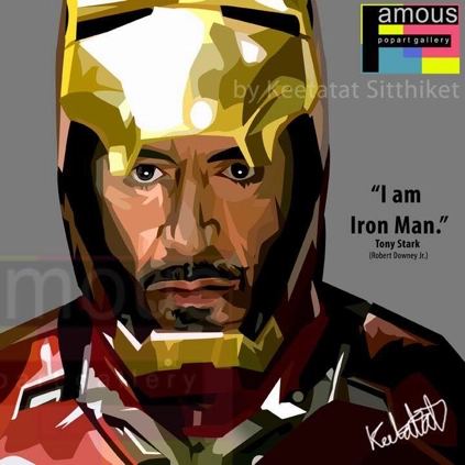 Seasonal Decor Pop Art Wall Decoration Drawing (Tony Stark - Grey)