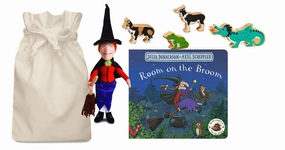 Room on the Broom Story Sack with Lanka Kade Wooden Animals and Witch Skill Perfect Bug Fix
