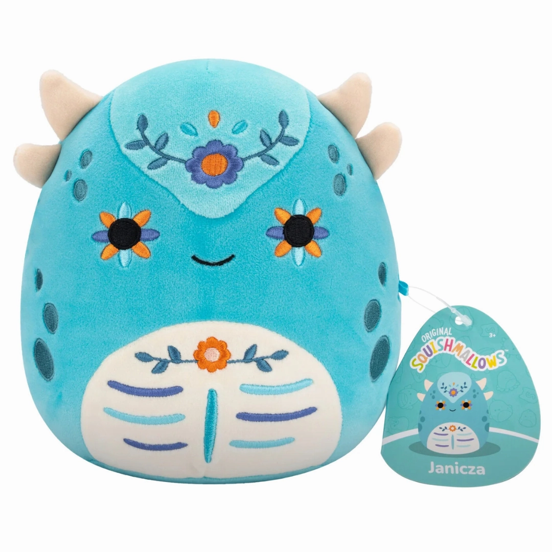 Game End Squishmallows 20cm - Day of the Dead Halloween Janicza the Teal Ankylosaurus