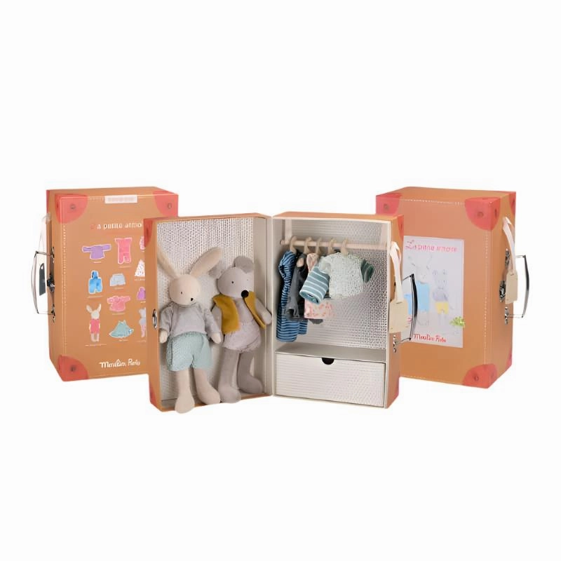 Suitcase - Rabbit & Mouse Wardrobe - Stuffed Toy - Moulin Roty CAD Design