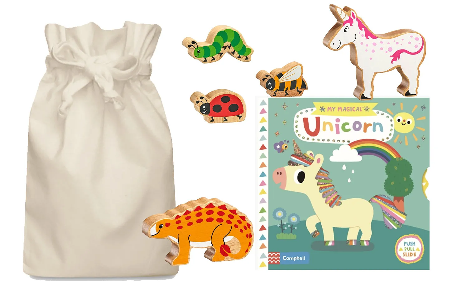 The Magical Unicorn Story Sack with Lanka Kade Wooden Animals Animal Care Slide Companion