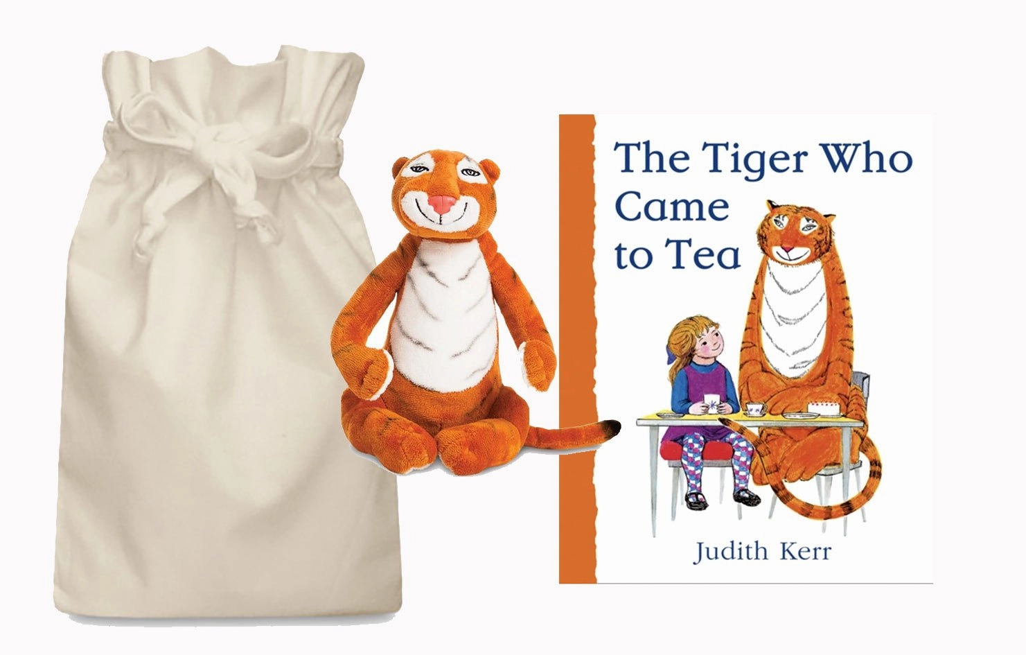 The Tiger Who Came to Tea Story Sack with Aurora Soft Toy Tiger Bonus Content