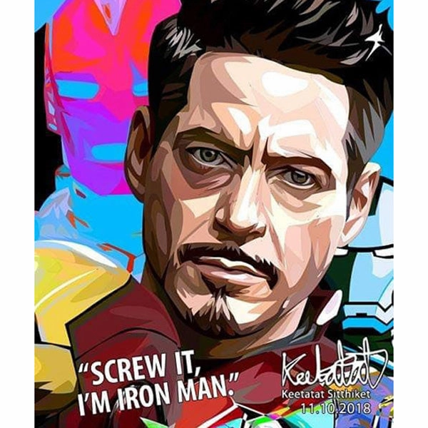 Collectible Figure Tony Stark Marvel Pop Art Poster Wall Decoration Drawing