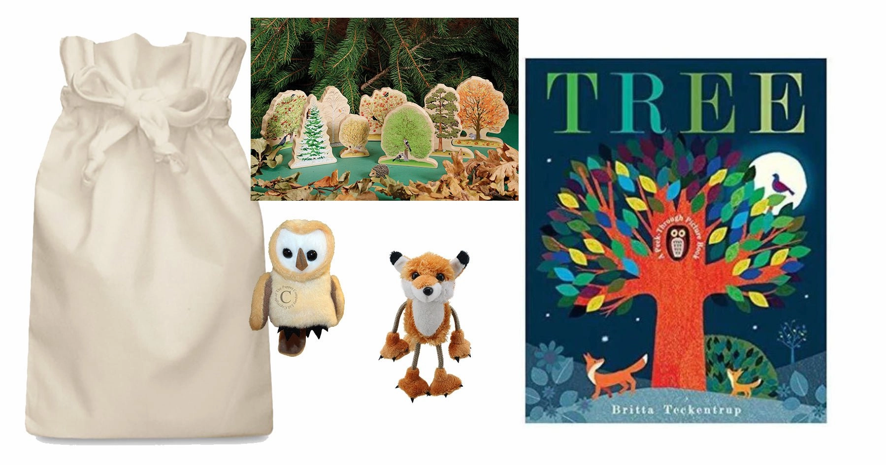 Championship Match Tree Story Sack with Wooden Tree Set and Finger Puppets