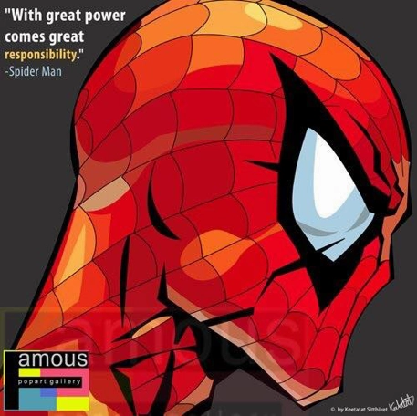 Age Appropriate Pop Art Wall Decoration Drawing (SpiderMan With great power)