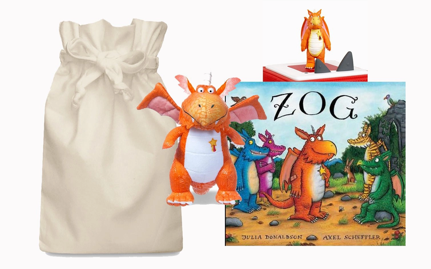Zog Tonie Bedtime Story Sack with Aurora Soft Toy Dragon Diversity Celebrate Fabric Toy